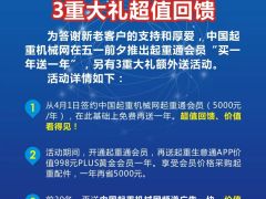 中國起重機械網(wǎng)慶五一“買一送一”三重大禮鉅惠不容錯過！